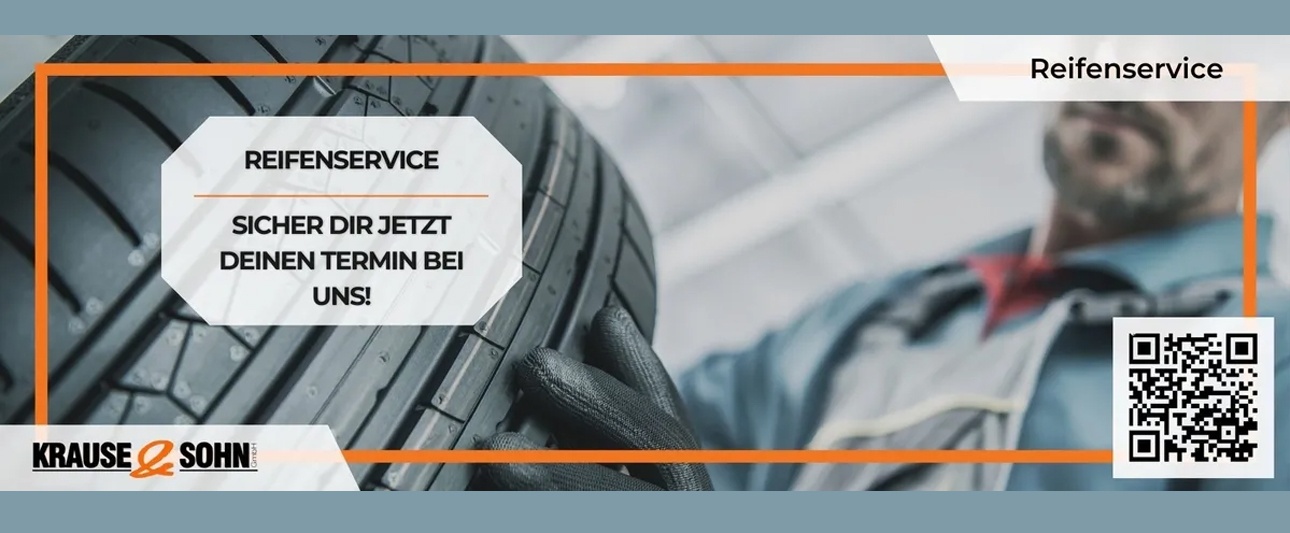 Reifenservice-Werbung mit QR-Code für Termin